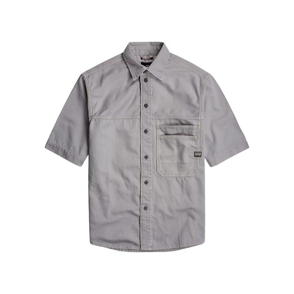 G-STAR RAW Shirt Mens Small Gray Denim Double Pocket Relaxed Short Sleeve $170